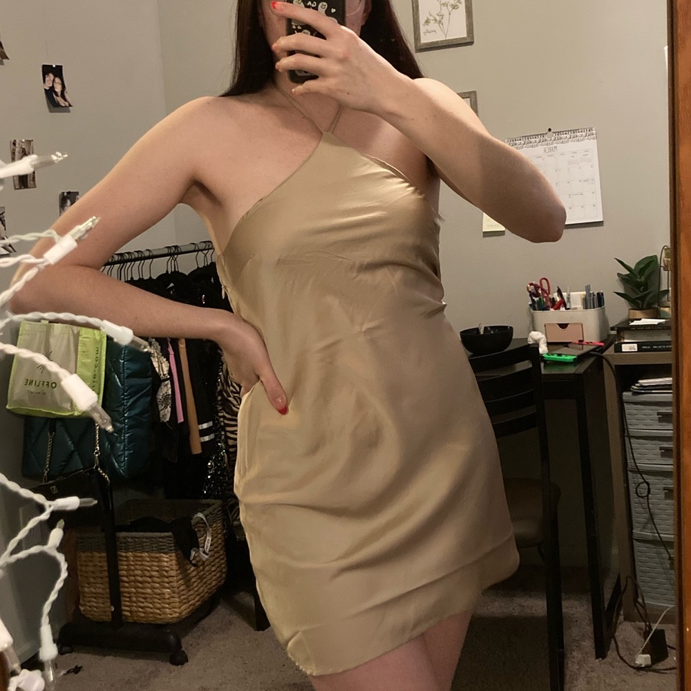 Forever 21 Taupe Satin Halter Slip Dress